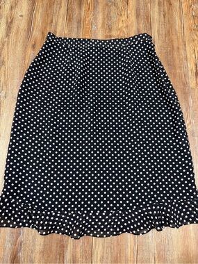 Vintage Annex navy with white polka dot midi skirt